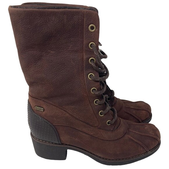 Merrell Brunette Laced brown fur lined heeled boots Womens Size 6 - Picture 1 of 8